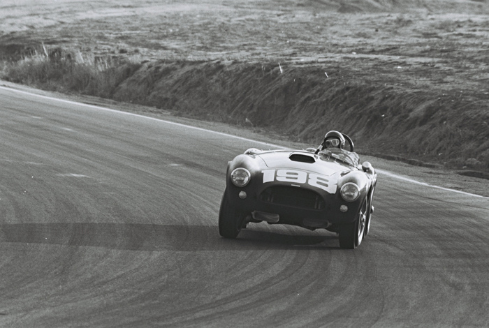 Dave MacDonald races the Carroll Shelby Cobra 260ci to its first ever win at Riverside International Raceway